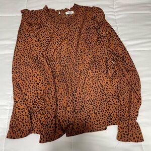 Orange and Black Polka Dot Blouse